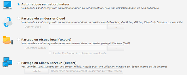 Partage des données : local, réseau ou en ligne (cloud)