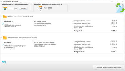 Régularisation des charges locatives
