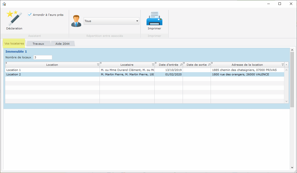 Déclaration des locataires