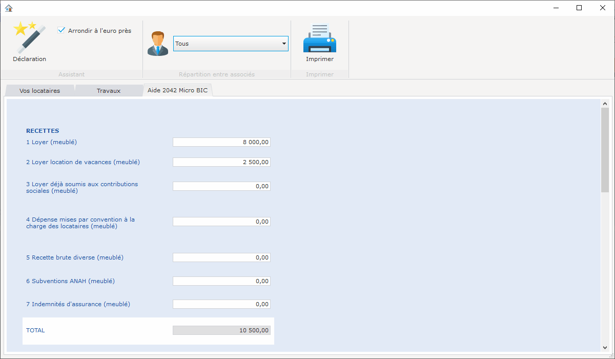 Aide à la déclaration 2042 micro BIC