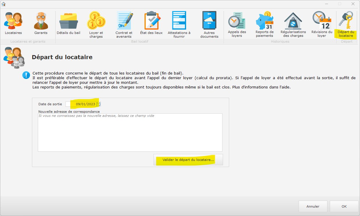 Départ du locataire