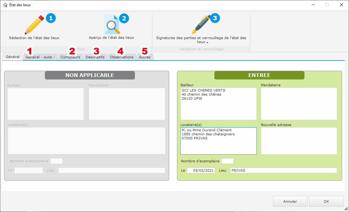 Remplissage de l&apos;état des lieux