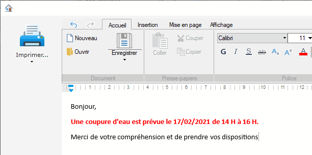 Courrier libre à imprimer