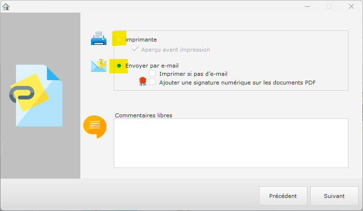 Répartition automatique entre impression et envoi par e-mail