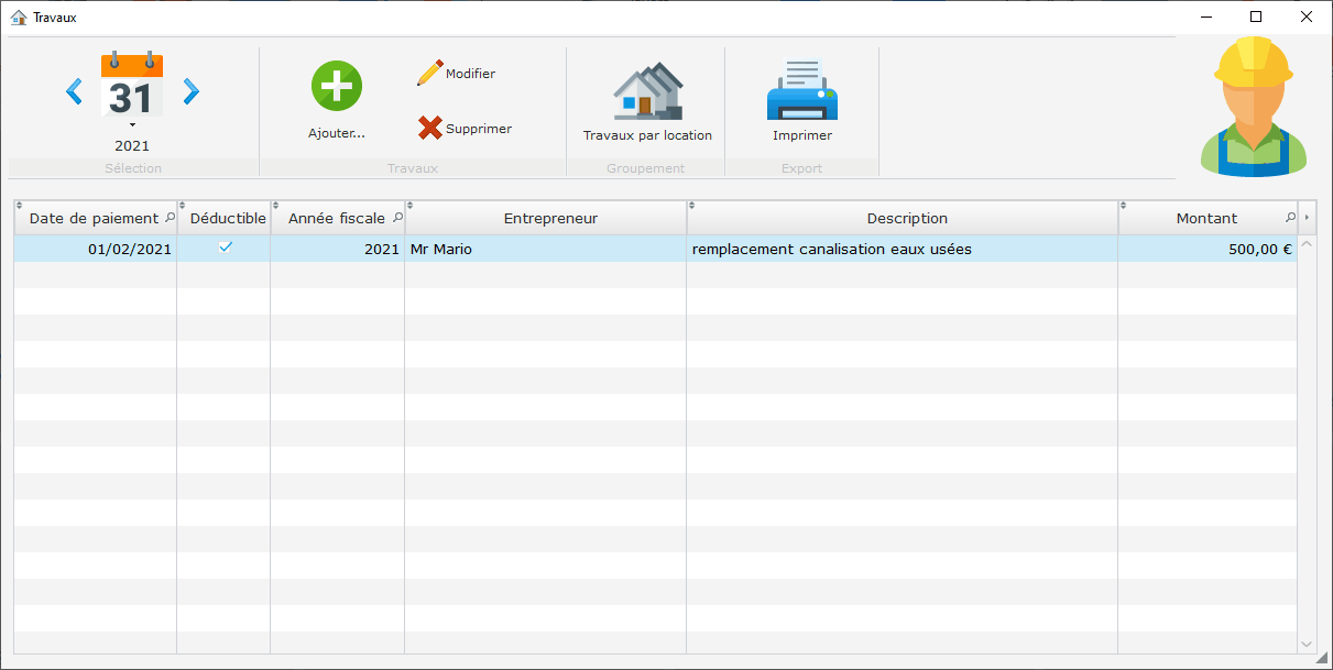 Liste des travaux déductibles