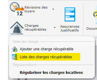 Liste des charges récupérables