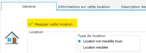 Option pour masquer la location