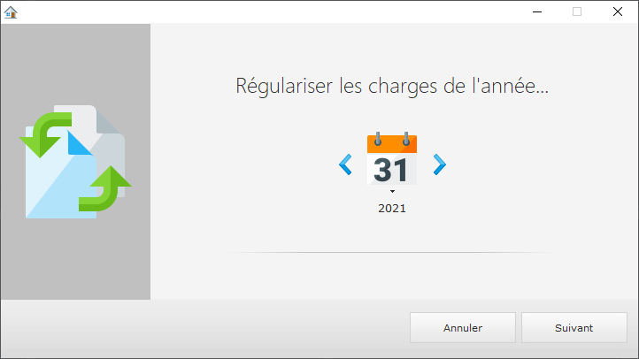 Sélection de la date de régularisation des charges