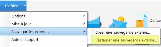 Restaurer une sauvegarde externe