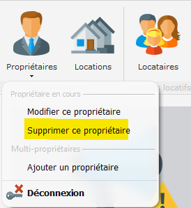 Supprimer la fiche du propriétaire dans Gestion Locative